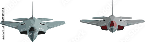 Konstfotografi Vector illustration of modern military stealth fighter jet airplanes isolated on