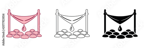 Foto Dripping water from cloth onto stones, representing filtration or purification p
