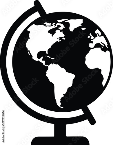 Earth Globe Geography Silhouette Vector Icon