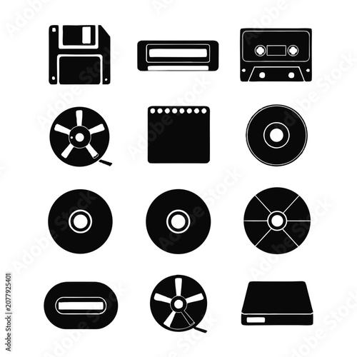 Obsolete data storage icon set