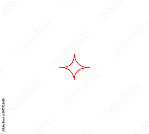 Four Point Red Star Line Art Vector Graphic