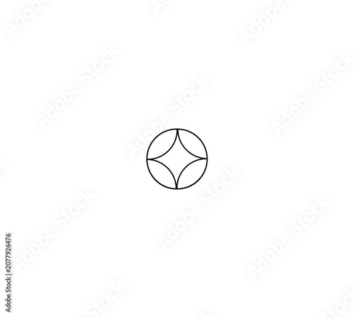 Four Point Star in Circle Line Art Vector Graphic