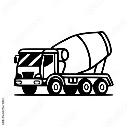 Fotografía Cement Mixer Truck Transporting Construction Material Side View Illustration