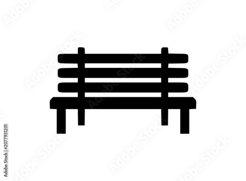 Simple black bench icon on white background
