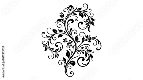 Ornate floral design with swirling leaves.