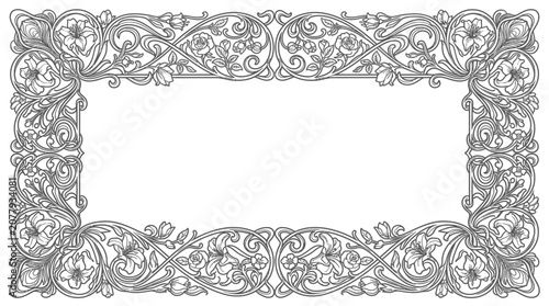 Intricate floral border frame design element.