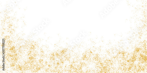 Fotografie Floating Gold Glitter Particle Border on High Key White Background