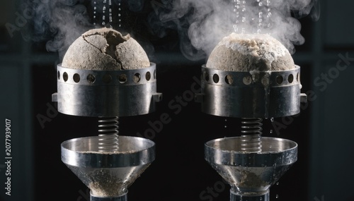 Medium shot of laboratory equipment testing selfrepairing properties of refractory materials highlighting experimental analysis and results.