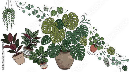 Tableau sur toile Vector cartoon doodle illustration of a dynamic diagonal arrangement of various