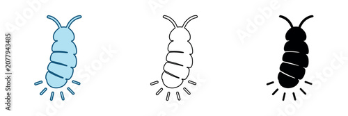 Tableau sur toile Simple illustration of a glowing larva with antennae and radiating light