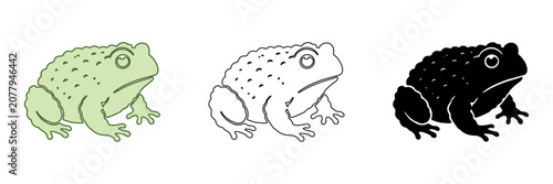 Vászonkép Three distinct artistic representations of a toad in a row