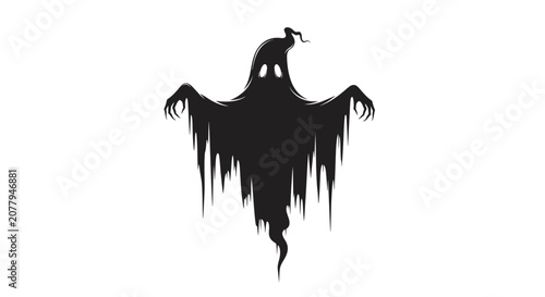 Fotografie Spooky Ghost Silhouette for Halloween on Isolated White Background