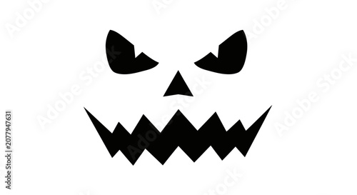 Fotografie Scary Carved Jack-o'-lantern Face for Halloween, Isolated White Background