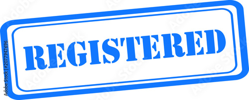 Registered stamp blue rectangular verified seal