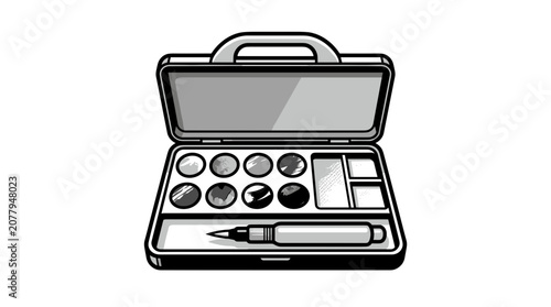 Artistic Watercolor Paint Set with Brush and Case.