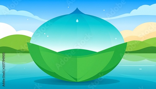 Vibrant green globe with lush grass texture floating in sky.