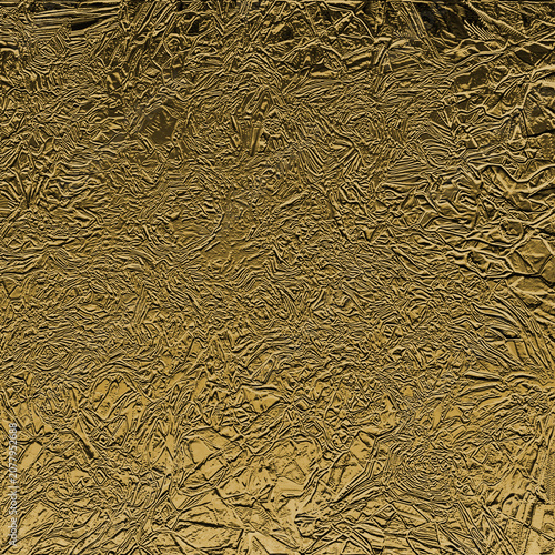 Textured golden foil surface with intricate wrinkles and highlights