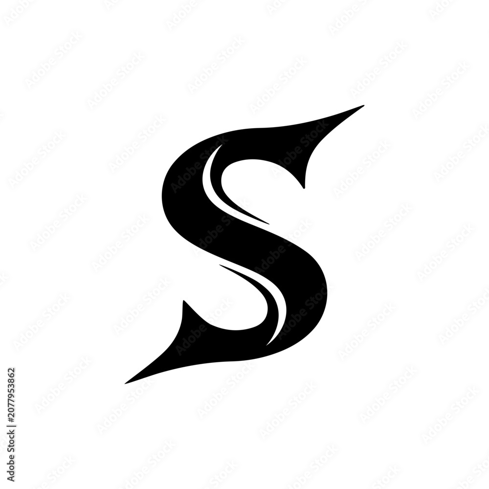 Naklejka premium Stylized Letter S Sharp Blade Logo Monogram