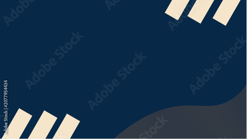   
Geometric abstract vector illustration dark blue background cream diagonal bars curved gray shape minimal modern decorative digital design