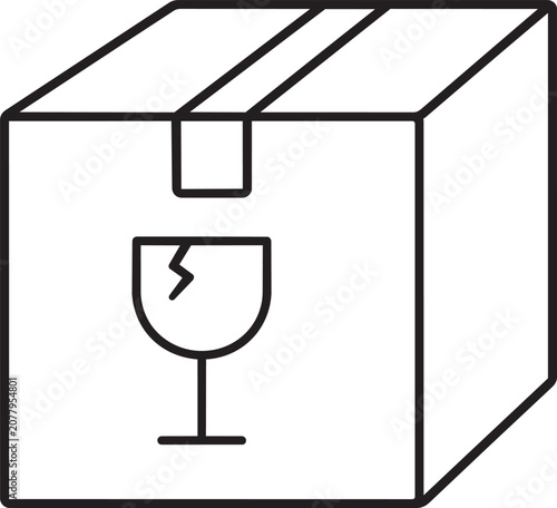 Fragile box with wine glass symbol for careful handling