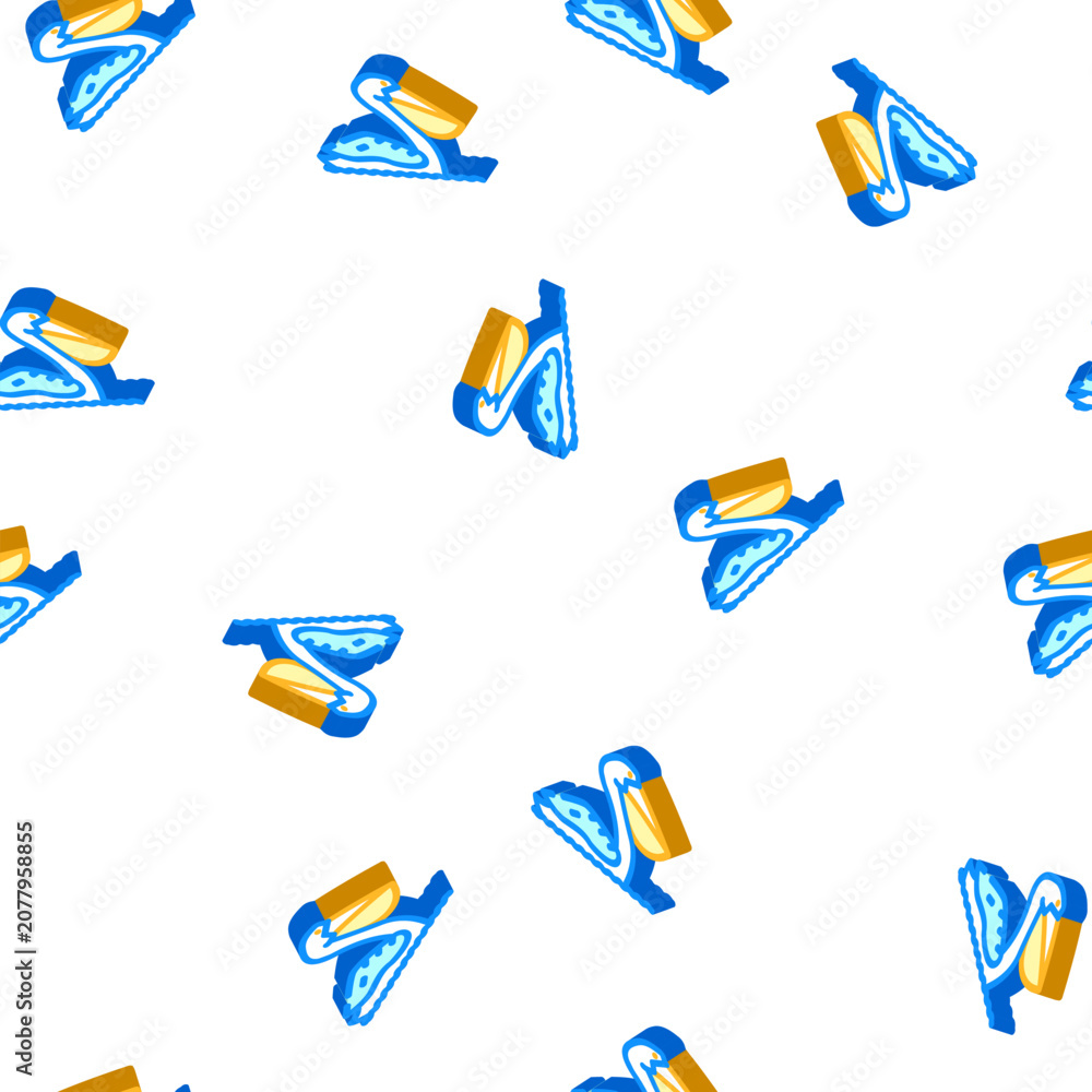 Fototapeta premium pelican sea bird isometric seamless pattern. pelican sea bird sign illustration