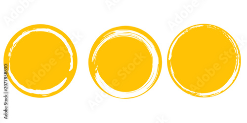 Set of round brush sun rough, grunge round stamp vector illustration