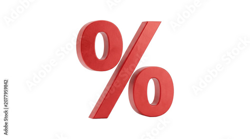Red percentage sign, financial symbol, discount, sale, interest rate, percent symbol, mathematical concept, commerce, economy, isolated on transparent background, graphic element, business concept.