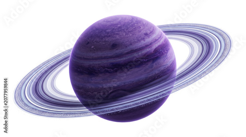 Purple gas giant planet with prominent icy rings similar to saturn featuring detailed atmospheric clouds and swirls isolated on transparent background art.