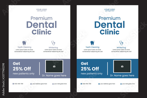 Tableau sur toile Medical Health Flyer Template Corporate healthcare and medical cover and back pa