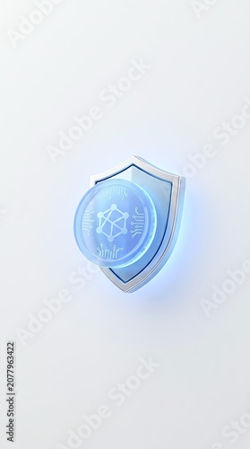 Modern digital security icon with blue glow.