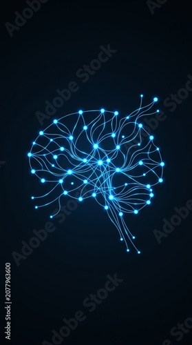 Neural network representation in blue tones.