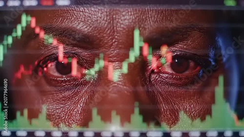 Man looking at stock market data.
