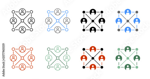 Tableau sur toile Social Business Relationship Community Interface Icon Pack Vector Illustration