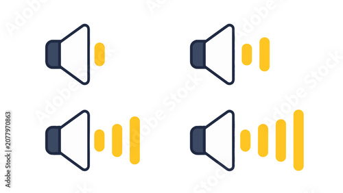 Valokuva Speaker volume level icon set with four audio intensity states
