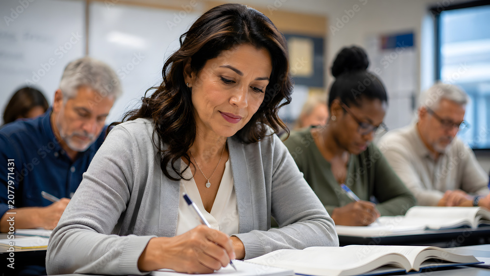 Fototapeta premium Adult education class diverse students learning