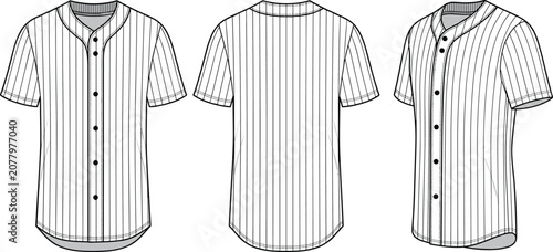 Tableau sur toile Blank pinstripe baseball jersey technical vector template illustration showing f