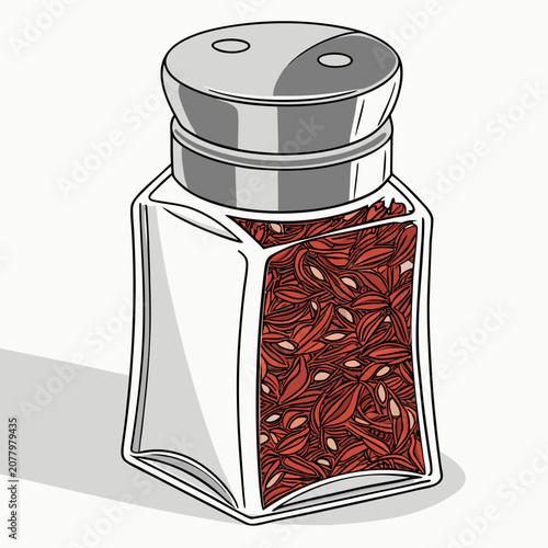 Obraz na plátně Glass container filled with red pepper flakes, illustrated in a minimalist style
