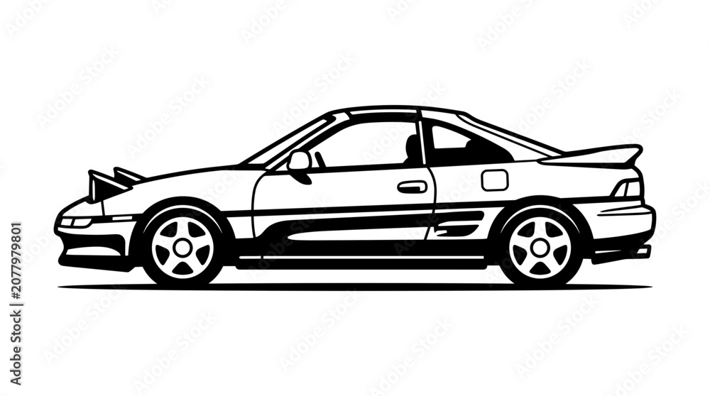 Fototapeta premium Classic Sports Car Silhouette with Pop Up Headlights.