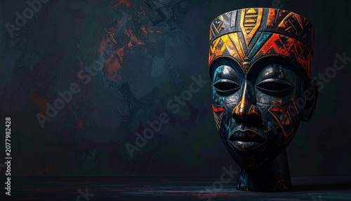 Abstract digital art of a futuristic glowing cyberpunk mask.