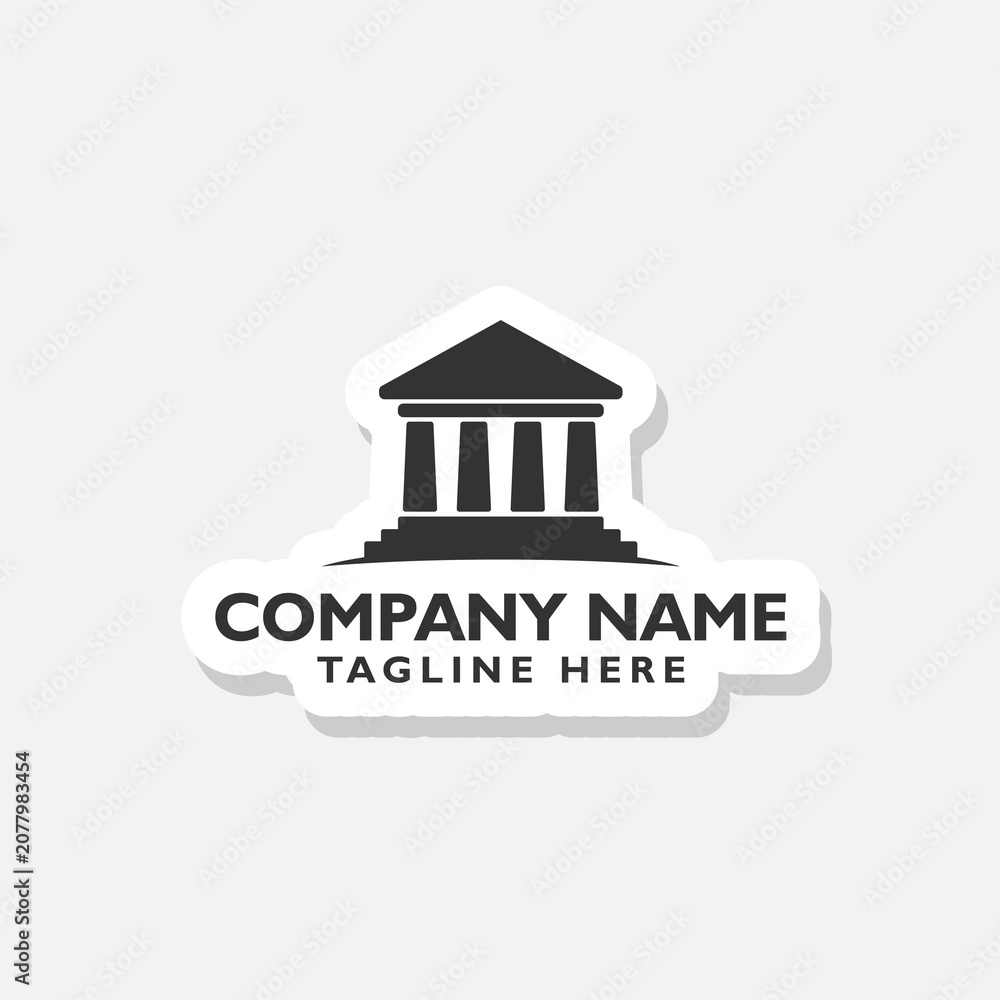 Obraz premium Bank building logo sticker isolated on gray background