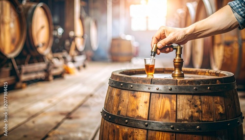 Traditional copper still used for whiskey distillation process.