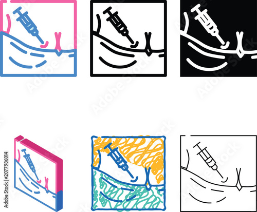 Photos mesotherapy rejuvenation zones color icon vector