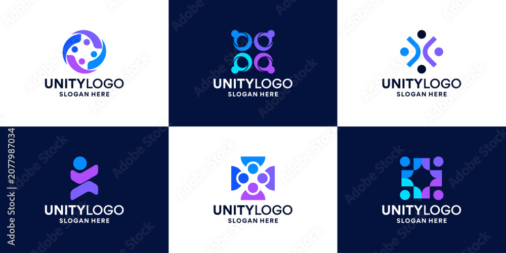 Fototapeta premium Union logo design collections. Teamwork connection symbol.