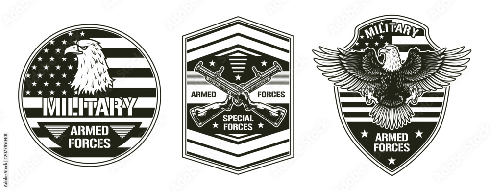 Fototapeta premium Military logos shown