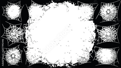 Spiderweb Border Frame with Grunge Texture and Copy Space