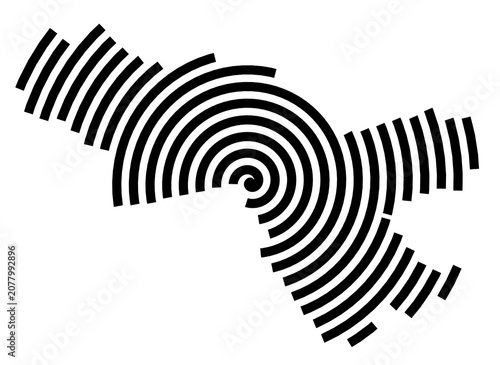 Konstfotografi Symbol Map of the City Osijek (Croatia) showing the city with a black spiral lin