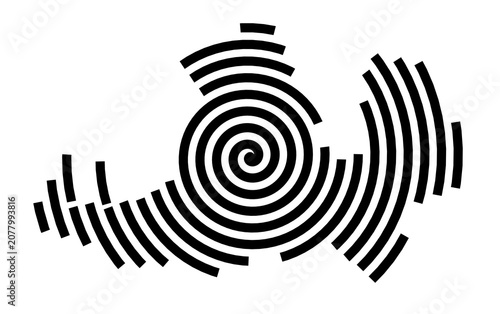 Canvastavla Symbol Map of the City Sopron (Hungary) showing the city with a black spiral lin