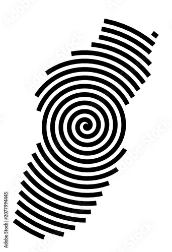 Obraz na plátně Symbol Map of the City Bagheria (Italy) showing the city with a black spiral lin