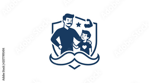Obraz na plátně Father and Son Emblem with Mustache and Biceps Icon