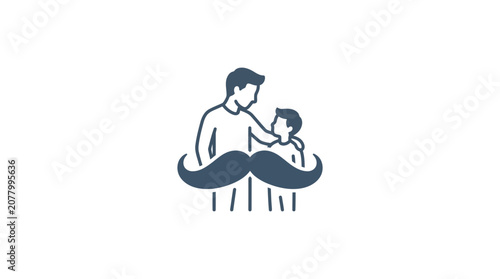 Fotografie Father and Son Icon with Mustache - Family Love and Bonding